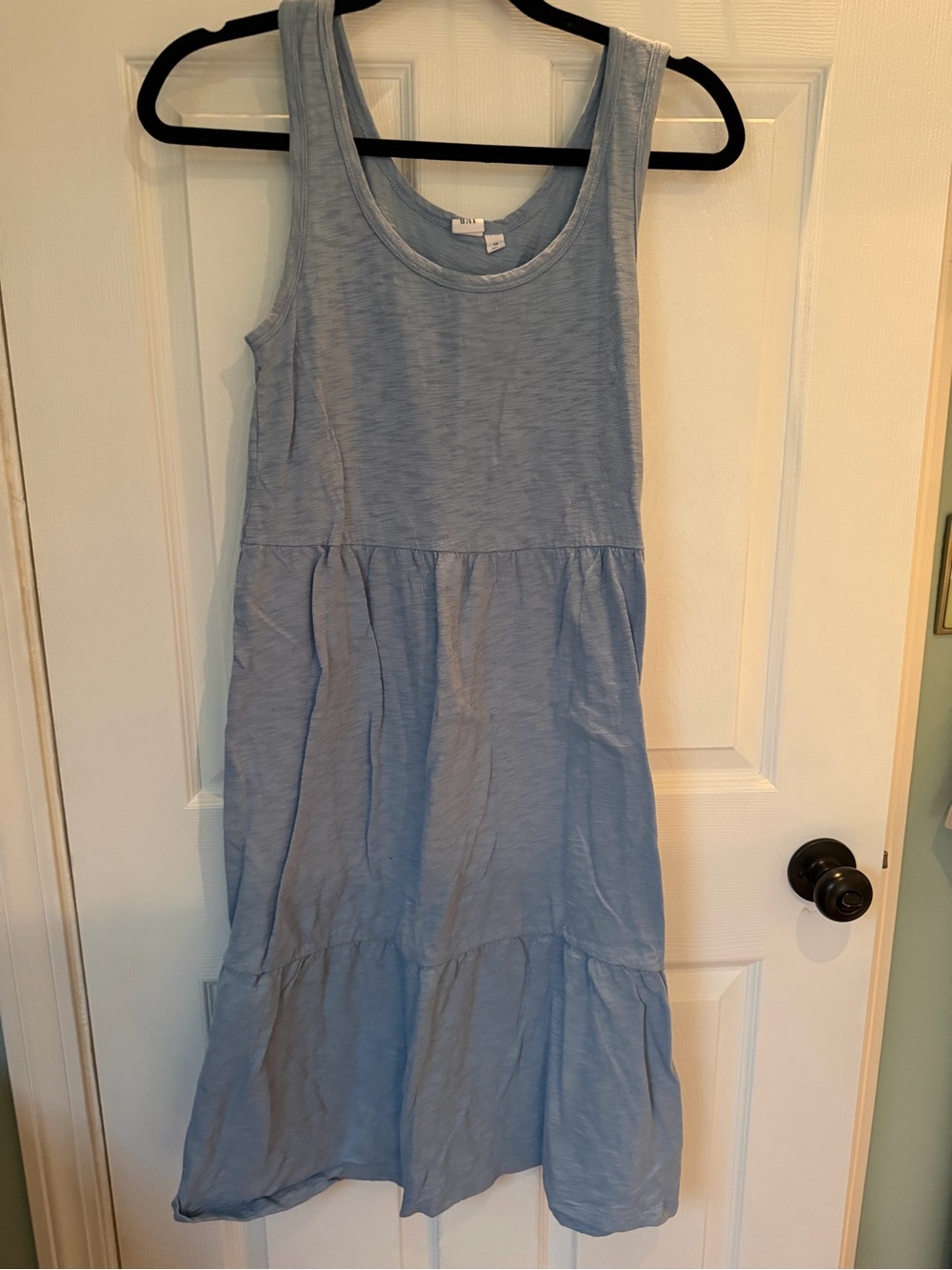 GAP Light Blue Sleeveless Tiered Cotton Dress